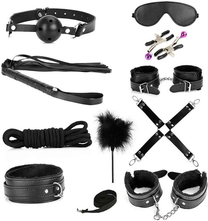 Priser på BDSM FETISH SÆT 10 DELE BONDAGE