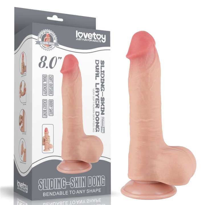 Priser på LOVETOY SLIDING SKIN DUAL LAYER DONG 8