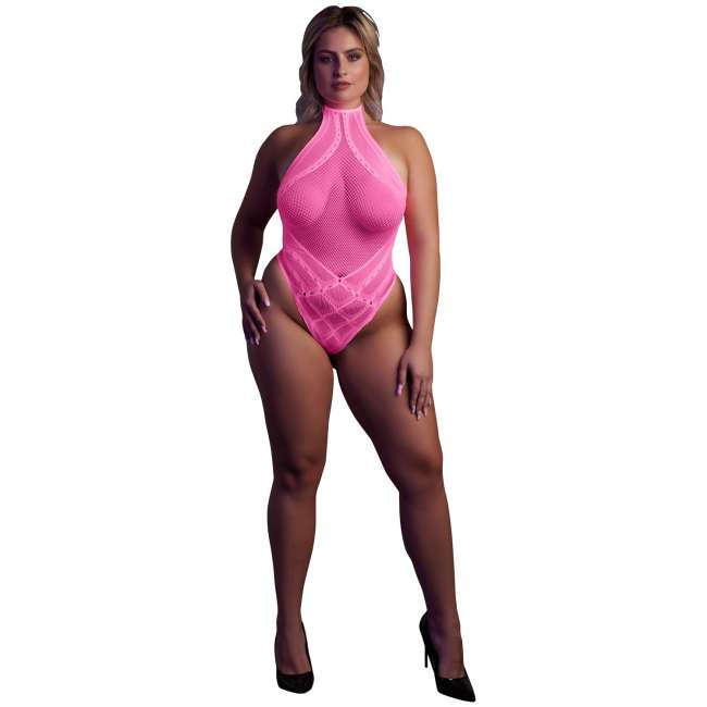 Priser på Ouch! Glow in the Dark Neon Pink Body Plus Size - Rosa