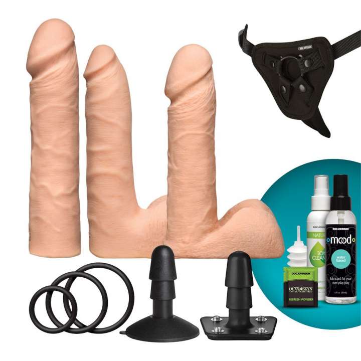 Priser på Doc Johnson Vac-U-Lock Dual Density UltraSKYN Set - Komfortabelt Pegging-Sæt
