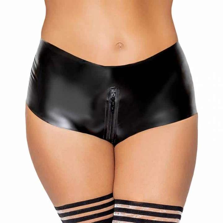 Priser på Late-X Latex Trusser med Lynlås Sort - S