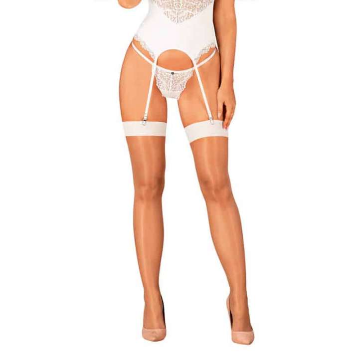 Priser på Obsessive Delicate Strømper Til Hofteholder Hvid - L/XL