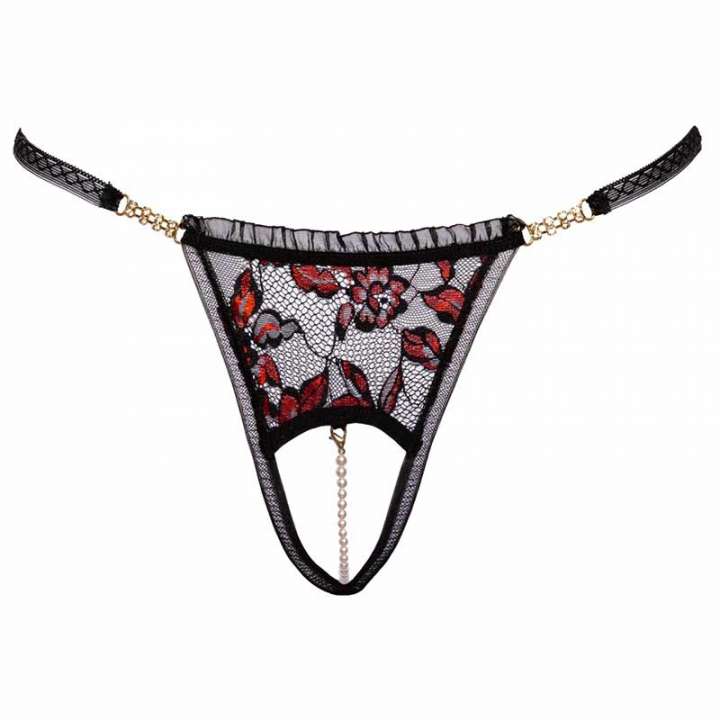 Priser på Cottelli Isa Bundløs G-streng med Perler Sort - M/L