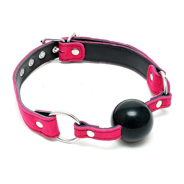 Priser på RIMBA Bondage Play Gagball Pink Læder