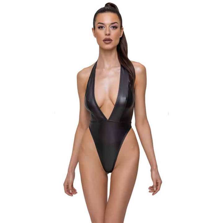 Priser på Cottelli Amy Bodystocking Wetlook Sort - XL