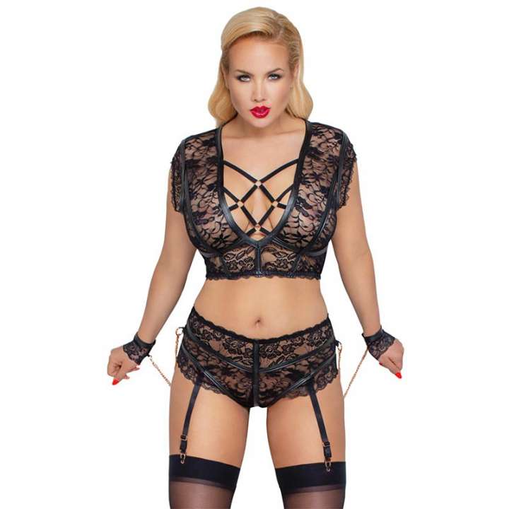 Priser på Cottelli Bondage Jane Sæt Sort - XL