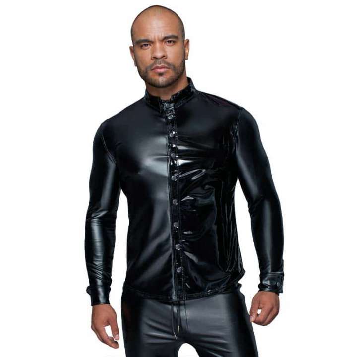 Priser på Noir Handmade Amadis Wetlook Skjorte Sort - L