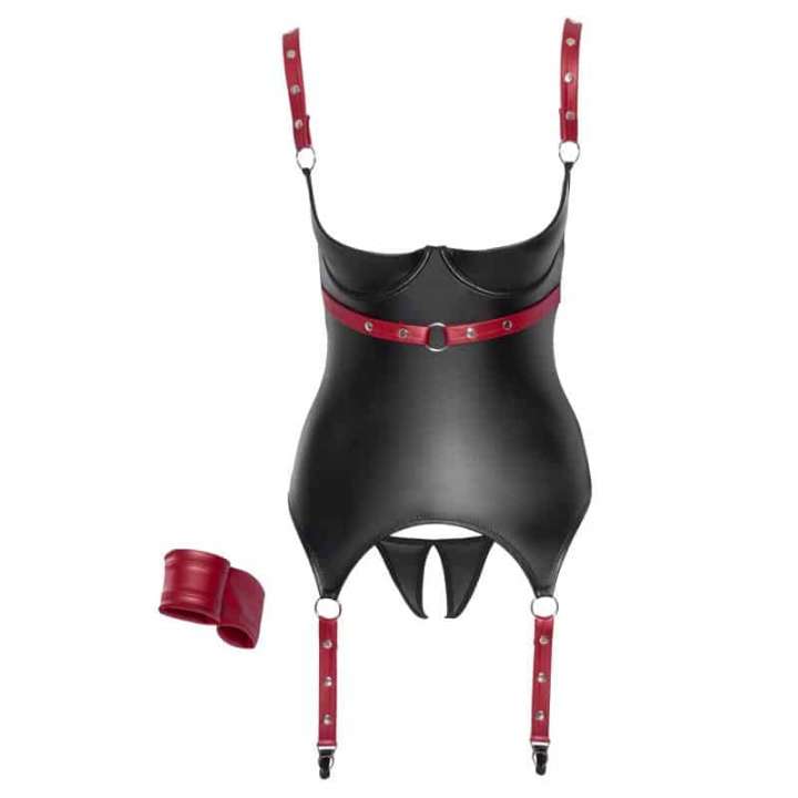 Priser på Cottelli Bondage Cupless Sæt Wet-Look - XL