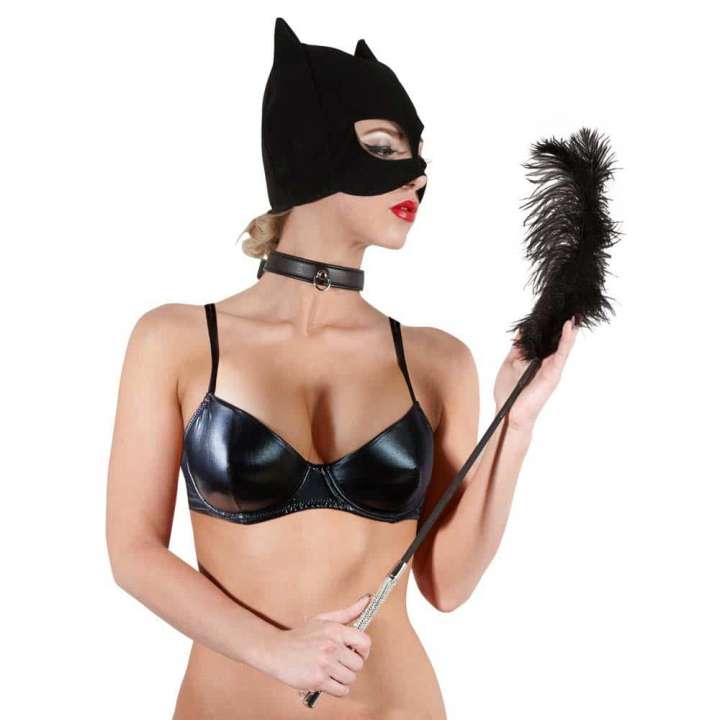 Priser på Bad Kitty Rhinestone Fjer Kilder Sort