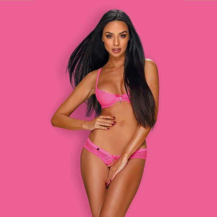 Priser på Obsessive Alabastra Lingeri Sæt Pink - XXL
