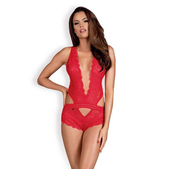 Priser på Obsessive Gia Bodystocking Rød - L/XL