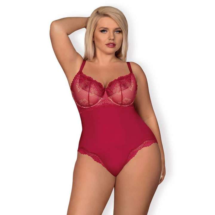 Priser på Obsessive Rosalyne Bodystocking Rød - XXL