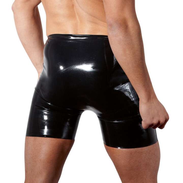 Priser på Late-X Sorte Latexbukser med penis/ testikelhul - L