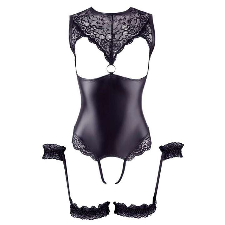 Priser på Cottelli Bondage Åben og Bundløs Bodystocking Sort - L