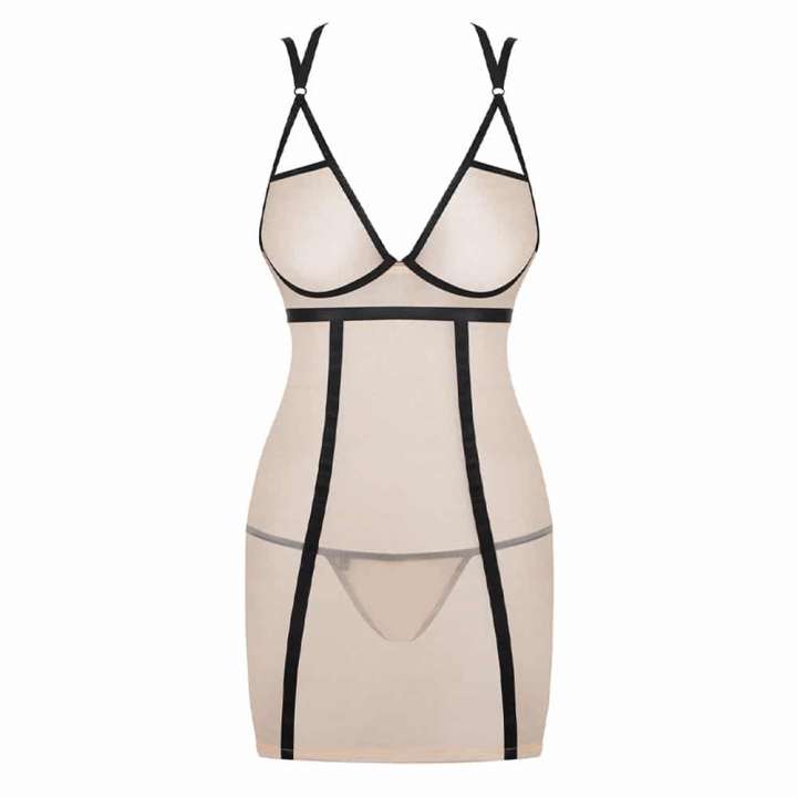 Priser på Obsessive Nudelia Chemise og G-Streng Nude - S/M
