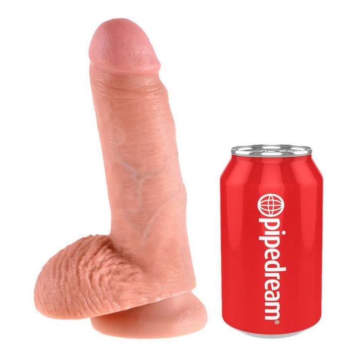 Priser på King Cock 18cm Cock With Balls Realistisk Dildo - Lys Hudfarve